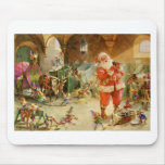 Santa Claus in the North Pole Reindeer Stables Mouse Pads