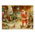 Santa Claus in the North Pole Reindeer Stables Post Card