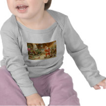 Santa Claus in the North Pole Reindeer Stables Tees