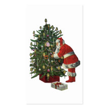 Santa Claus Lighting Candles on the Christmas Tree Business Card