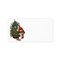Santa Claus Lighting Candles on the Christmas Tree Custom Address Labels