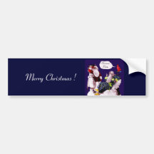 SANTA CLAUS ,LITTLE ANGEL & MERLIN Christmas Party Bumper Stickers