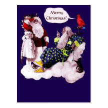 SANTA CLAUS ,LITTLE ANGEL & MERLIN Christmas Party Post Cards