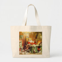 Santa Claus Making His List, Checking It Twice Tote Bag