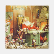 Santa Claus Making His List, Checking It Twice Refrigerator Magnet