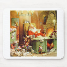 Santa Claus Making His List, Checking It Twice Mousepads