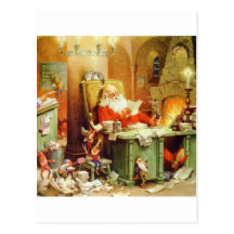 Santa Claus Making His List, Checking It Twice Postcards