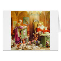 Santa Claus & Mrs Claus in the North Pole Mailroom Greeting Cards