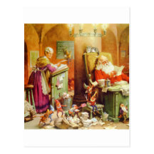 Santa Claus & Mrs Claus in the North Pole Mailroom Postcards
