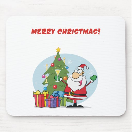 Santa Claus Near Tree Drinking Champage Mousepad