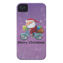 Santa Claus on Bicycle iPhone 4 Case-Mate Cases