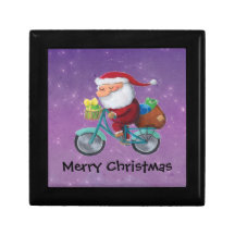 Santa Claus on Bicycle Jewelry Boxes