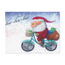 Santa Claus on Bicycle Post Card