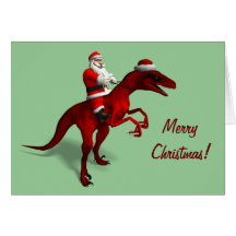 Santa Claus On Dino Greeting Card