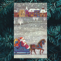 Santa Claus One Horse Open Sleigh in the Snow Stickers