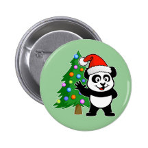 Santa Claus Panda Buttons