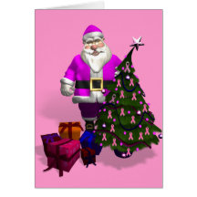 Santa Claus Pink Ribbons Card