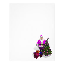 Santa Claus Pink Ribbons Custom Letterhead