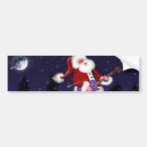 Santa Claus Playing Electric Guitar Bumper Stickers