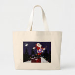Santa Claus Playing Electric Guitar Canvas Bags