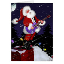 Santa Claus Playing Electric Guitar Card