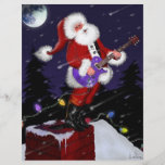 Santa Claus Playing Electric Guitar Personalized Flyer