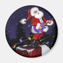 Santa Claus Playing Electric Guitar Magnet
