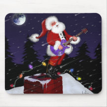 Santa Claus Playing Electric Guitar Mouse Pad