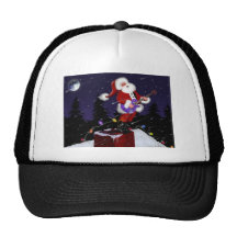 Santa Claus Playing Electric Guitar Trucker Hats
