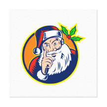 Santa Claus Pointing Finger Retro Gallery Wrap Canvas