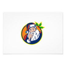Santa Claus Pointing Finger Retro Personalized Invitations
