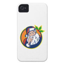 Santa Claus Pointing Finger Retro iPhone 4 Case