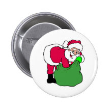 Santa Claus Reaches Into Pack Pinback Buttons