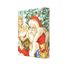 Santa Claus Reading the Bible on Christmas Eve Canvas Prints