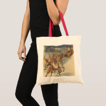 Santa Claus Reindeer Delivering Toys Christmas Eve Tote Bags