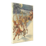 Santa Claus Reindeer Delivering Toys Christmas Eve Canvas Prints