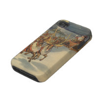 Santa Claus Reindeer Delivering Toys Christmas Eve Iphone 4 Tough Cases