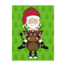 Santa Claus & Reindeer Postcard
