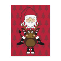 Santa Claus & Reindeer Postcard