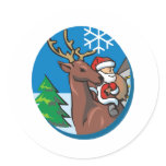 Santa Claus Rides Reindeer stickers