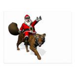Santa Claus Riding A Tiger Postcard