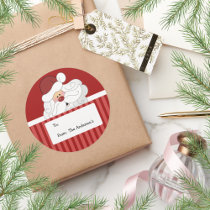 Santa Claus Round Holiday Christmas Tag stickers