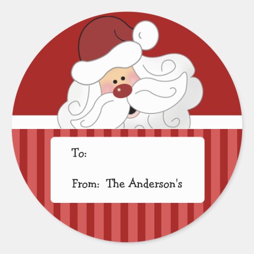 Santa Claus Round Holiday Christmas Tag stickers