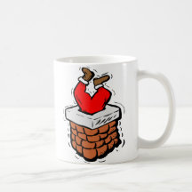 Santa Claus Stuck In Chimney Coffee Mugs