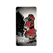 santa claus & tree custom address label