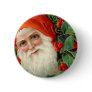 Santa Claus with Holly Christmas Button