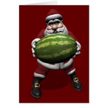 Santa Claus With Huge Watermelon Cards