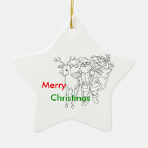 Santa Claus with Reindeer, Merry Christmas Christmas Tree Ornaments