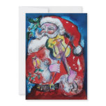 SANTA CLAUS WITH VIOLIN, CHRISTMAS PARTY PERSONALIZED ANNOUNCEMENTS