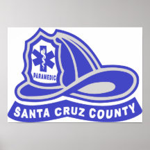 Santa Cruz County Paramedic Helmet Logo Posters
